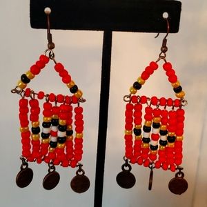 Handmade Turkish Beaded Earrings Pierced NWOT Never Worn